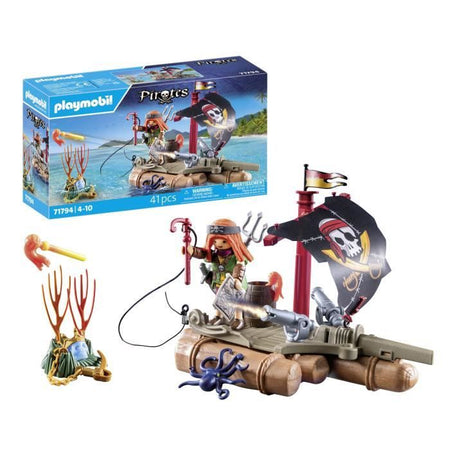 PLAYMOBIL 71794 Pirata con zattera galleggiante e tesoro