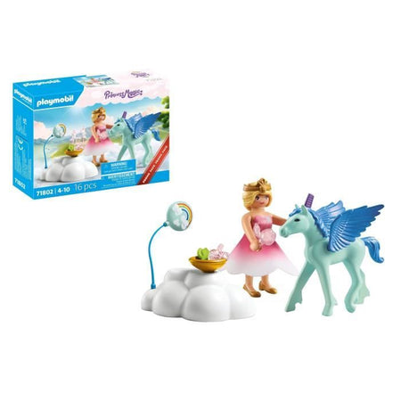 PLAYMOBIL 71802 Principessa e puledro alato con nuvola, Principessa magica, 16 pezzi, dai 4 anni in su