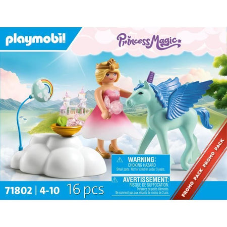 PLAYMOBIL 71802 Principessa e puledro alato con nuvola, Principessa magica, 16 pezzi, dai 4 anni in su