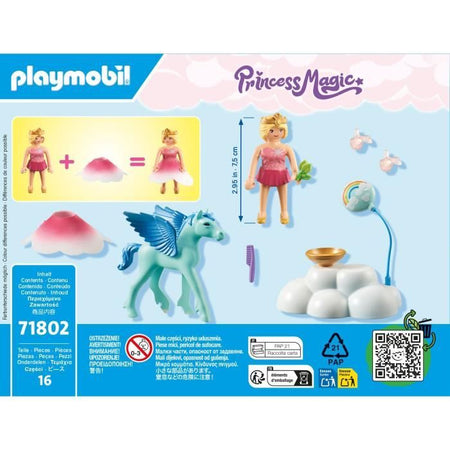 PLAYMOBIL 71802 Principessa e puledro alato con nuvola, Principessa magica, 16 pezzi, dai 4 anni in su
