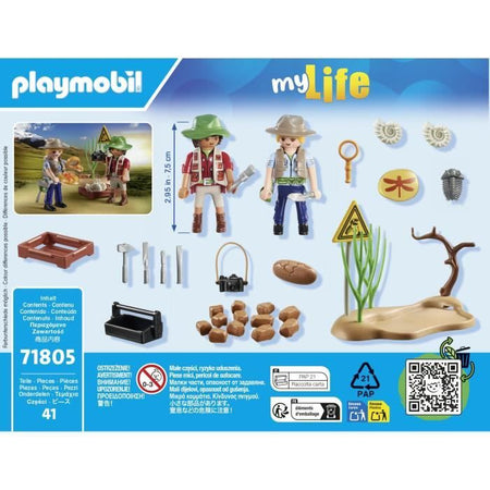 PLAYMOBIL 71805 Ricercatori e sito paleontologico con fossili, My Life, Dinos, 41 pezzi, dai 4 anni in su