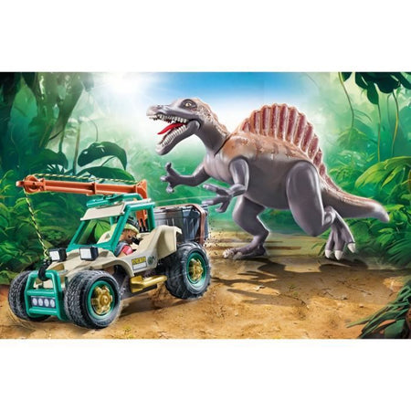 PLAYMOBIL 71820 Spinosaurus, Ricercatore e Veicolo con Gru Girevole, Dinosauri, 60 Pezzi, Dai 4 Anni in su