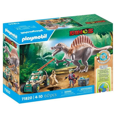 PLAYMOBIL 71820 Spinosaurus, Ricercatore e Veicolo con Gru Girevole, Dinosauri, 60 Pezzi, Dai 4 Anni in su
