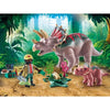 PLAYMOBIL 71821 Triceratopo con cucciolo ed esploratore, Dinos, 29 pezzi, dai 4 anni in su