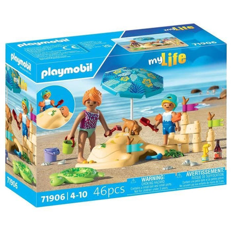 Playmobil 71906 Famiglia che gioca nella sabbia in spiaggia, vacanze al mare