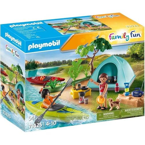 PLAYMOBIL 71425 Famiglia e Tenda - Contiene 3 personaggi, 3 biciclette e molti accessori. - Camping World