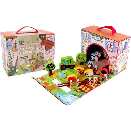 Casetta da gioco della fattoria - PLANeTE BOIS - FSC - 12 pezzi - Gioco per bambini - Dai 18 mesi