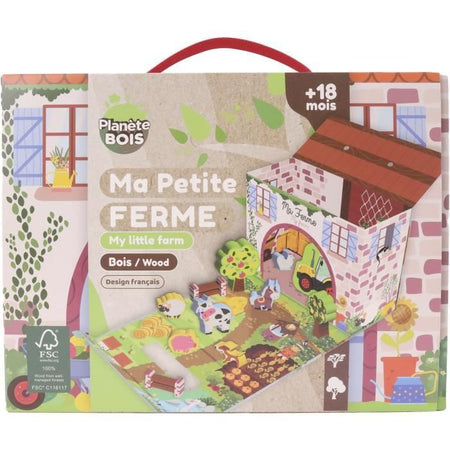 Casetta da gioco della fattoria - PLANeTE BOIS - FSC - 12 pezzi - Gioco per bambini - Dai 18 mesi