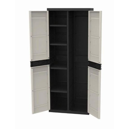 TITANIO PLASTIKEN Armadio con 2 ante e ripiani L70 x P44 x H176 cm Gamma Beige e Nero TITANIO Interno / Esterno