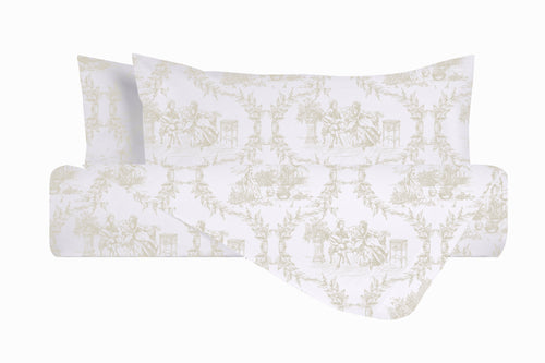 Set Copripiumino federe parure Copripiumino Stampa Digitale 100% Cotone, Made in Italy TOILE DE JOUY CAMARGUE