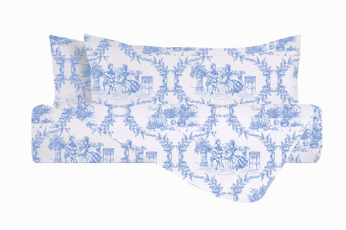 Set Copripiumino federe parure Copripiumino Stampa Digitale 100% Cotone, Made in Italy TOILE DE JOUY OLIMPIA