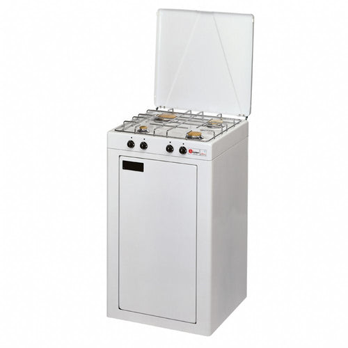 CFParker Fornello Cucina a Gas Gpl / Metano 4 Fuochi con Valvola di Sicurezza e Mobile Portabombola - 541S
