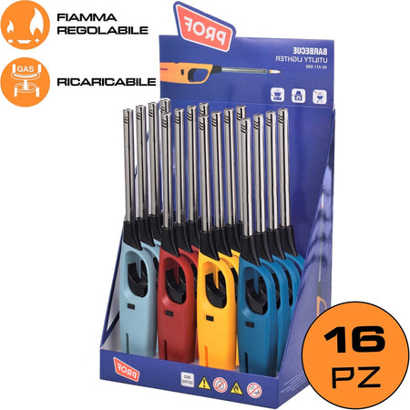 ACCENDINO BARBECUE BECCO LUNGO - ESPOSITORE 16 PEZZI - PREZZO A CONFEZIONE