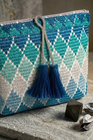 Pochette fantasia con filo strass e nappine | PHO Firenze