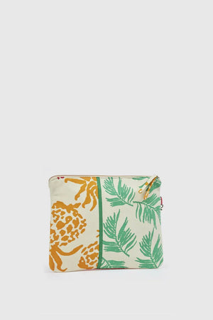 Pochette mare in cotone fantasia tropicale | Verde Fashion