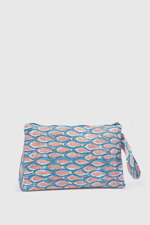 Pochette mare in cotone stampa pesci | Verde Fashion