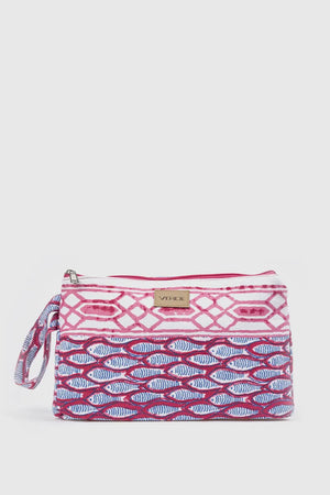 Pochette mare in cotone stampa pesci | Verde Fashion