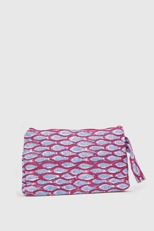 Pochette mare in cotone stampa pesci | Verde Fashion