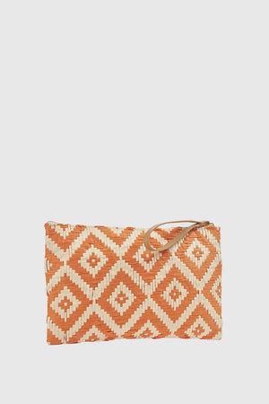 Pochette mare in paglia stampa rombi | Verde Fashion