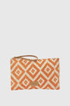 Pochette mare in paglia stampa rombi | Verde Fashion