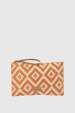 Pochette mare in paglia stampa rombi | Verde Fashion