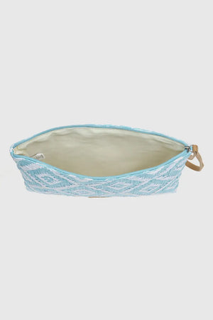 Pochette mare in paglia stampa rombi | Verde Fashion