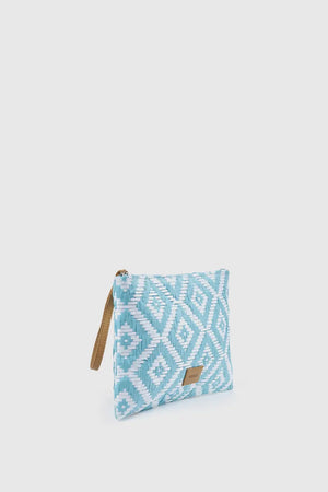 Pochette mare in paglia stampa rombi | Verde Fashion