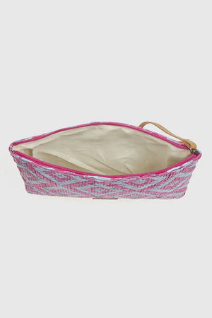 Pochette mare in paglia stampa rombi | Verde Fashion