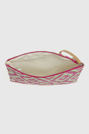 Pochette mare in paglia stampa rombi | Verde Fashion