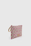 Pochette mare in paglia stampa rombi | Verde Fashion