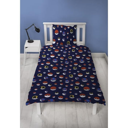 Set letto reversibile - POKEMON - Starter & Poké-ball - Microfibra - 1 copripiumino 140 x 200 cm + 1 federa 63 x 63 cm
