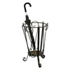 Portaombrelli in ferro battuto h 48 cm nero con pomelli in ottone