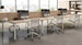Postazione lavoro lineare con scrivanie in melaminico per 6 persone cm. 360x168x73h
