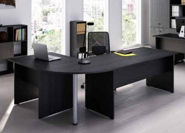 Scrivania ad angolo con supporto metallico per ufficio operativo cm. 240x160x72h