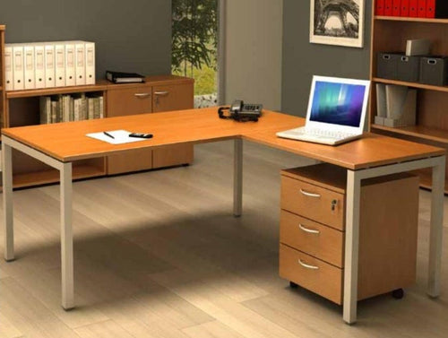 Scrivania in melaminico verniciato con cassettiera per ufficio cm. 180x160x72h