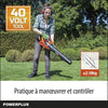 Doppio soffiatore di alimentazione di powdpg7526 - fogli batteria da 40 V, foglie, 200 km/h, senza batteria o caricabatterie