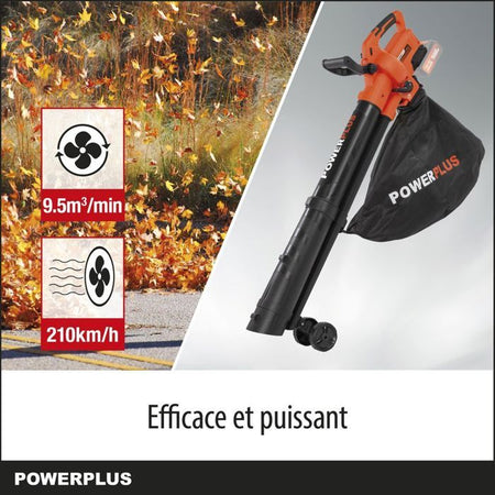 Dual Power Power 3-in-1 Powdpg75270 Batteria foglia Blower-40 V, 210 km/h, senza batteria o caricabatterie