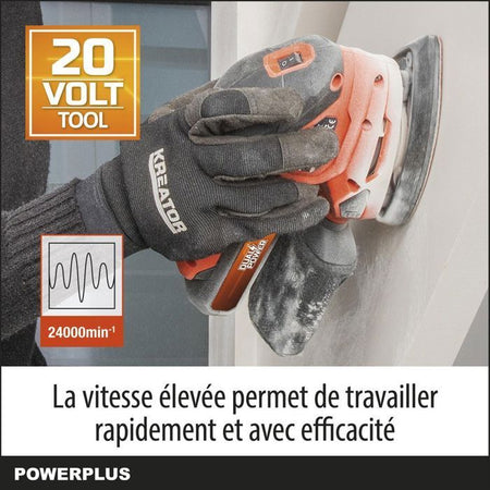 Levigatrice multi -wireless 20v + 1x abrasive 80G - Dual Power Powdp50200 - consegnato senza batteria o caricabatterie