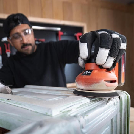 Wireless Eccentric Sander 20V 125 + 1x Abrasive G80 - Dual Power Powdp50400 - consegnato senza batteria o caricabatterie