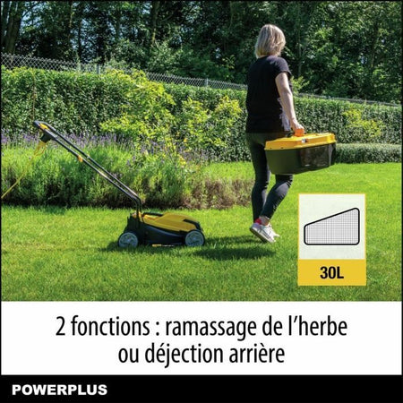 Cortacésped eléctrico - POWERPLUS - POWEG62203 - 1000 W - 320 mm  - Con recogida y expulsión trasera