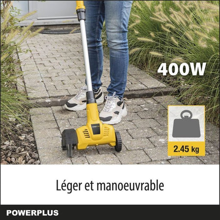 Powerplus Powxg6650 Electric Telescopic Essallo di diserbo - Extractor Weed, 400 W, con pennello in nylon e acciaio