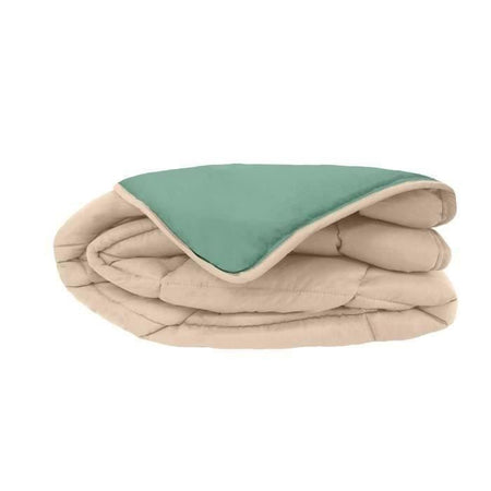POYET MOTTE Trapunta microfibra 400g / m CALGARY - 220 x 240 cm - Grigio ghiaia e Lago verde