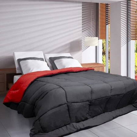 Piumino HUDSON in microfibra leggera 200 g / m 220x240 cm Grigio e rosso