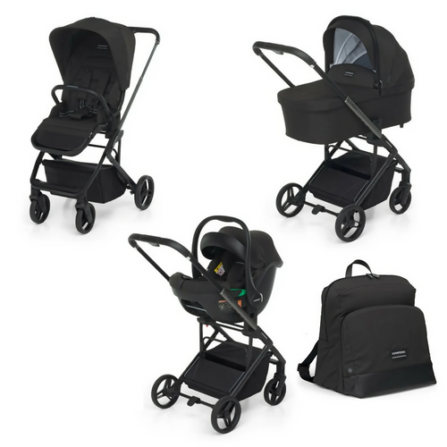 FOPPAPEDRETTI Sistema Combinato TicToc i-Size colore Ebony - trio full completo - navicella, passeggino, ovetto seggiolino auto, borsa Pretty