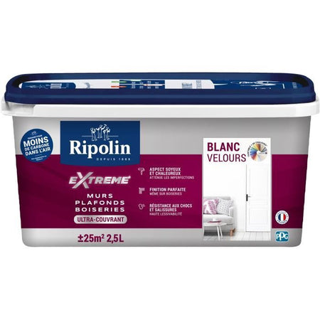 Pittura estrema per pareti e soffitti - Bianco velluto - RIPOLIN - 2,5 L
