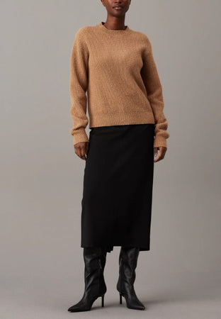 calvin klein MAGLIONE BOUCLE RIB C-NK RELAXED SWEATER da donna