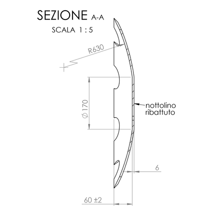 Disco frangizolle dentato Ø 560mm sp. 6mm con 5 fori satellite Confezione da 1pz (1)