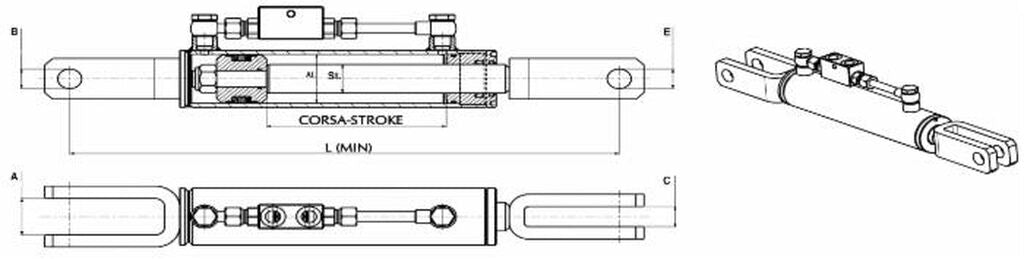 Braccio laterale idraulico 70x35x160mm Confezione da 1pz (1)