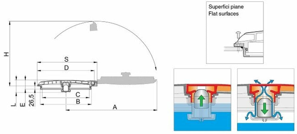 Coperchio ribaltabile a 180° per serbatoi con Ø 355mm Confezione da 1pz (1)