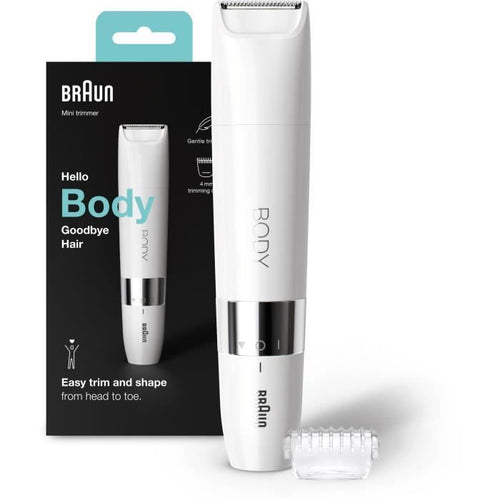Tagliabordi elettrico Braun Body Mini BS1000 per uomini e donne - Wet & Dry - Multiuso - Bianco
